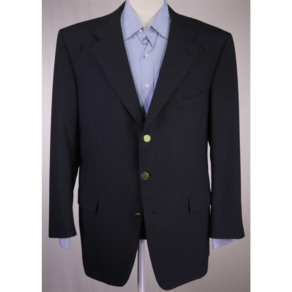 Mario Bosco by Adrian Jules Navy Blue w/ Gold Metal Buttons 3B Blazer Jacket 44R - Picture 2 of 9
